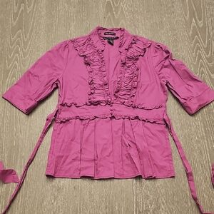 Antilia Femme Magenta Ruffle Blouse